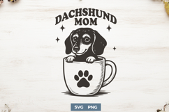 Dachshund Mom SVG PNG, Cute Wiener Dog in Coffee Mug Clipart Product Image 1