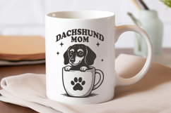 Dachshund Mom SVG PNG, Cute Wiener Dog in Coffee Mug Clipart Product Image 3