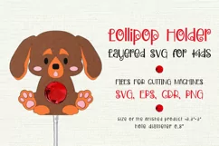 Dachshund Puppy Lollipop Holder. Birthday party favor. Paper craft template for cutting machines