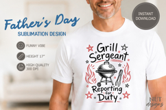 Grill Sergeant Dad BBQ Fathers day Doodle tshirt Product Image 1