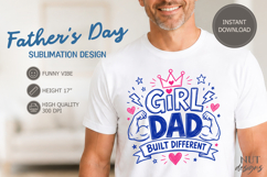 Girl Dad built different Funny Father’s Day Doodle tshirt Product Image 1