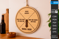 Dad Chore Wheel Laser Cut|Chore and Beer Reward| Wall Decor Product Image 1
