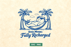 Dad Mode Fully Recharged SVG - Funny Capybara in Hammock PNG Product Image 1