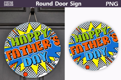 Happy Father’s Day Round Sign PNG | Comic Door Hanger Product Image 1