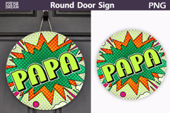Papa Round Sign PNG | Comic Door Hanger Design Product Image 1