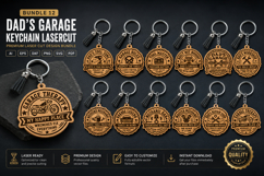 Keychain Dad's Garage Lasercut BUNDLES 12 DESIGNS Product Image 1