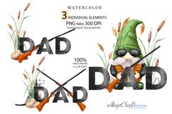 Watercolor Dad Hunter Gnomes and dog hunt Png clipart huntin Product Image 3