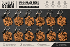 Keychain Dad's Garage Lasercut BUNDLES 12 DESIGNS Product Image 1