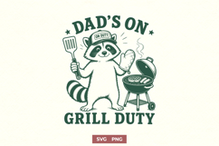 Dad’s On Grill Duty SVG - Funny Raccoon BBQ PNG, Trash Panda Product Image 1