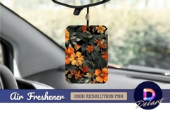 Orange floral pattern on black background Air Freshener PNG Product Image 1