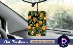 Orange fruit with leaves floral pattern Air Freshener PNG Product Image 1