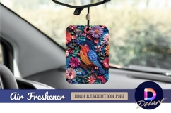 Paper bird among flowers illustration Air Freshener PNG Product Image 1
