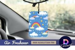 Rainbow clouds and stars cartoon Air Freshener PNG Product Image 1