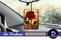 Stained glass red rose Air Freshener PNG Product Image 1
