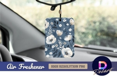 Floral watercolor pattern on blue Air Freshener PNG Product Image 1