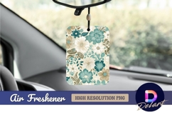 Teal and beige floral Air Freshener PNG Product Image 1