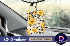 Floral pattern yellow white Air Freshener PNG Product Image 1
