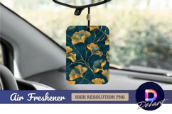 Golden ginkgo leaves on teal background Air Freshener PNG Product Image 1