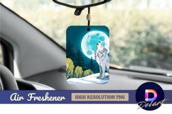 Howling wolf full moon night illustration Air Freshener Png Product Image 1