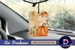 Watercolor pumpkins autumn leaves Air Freshener PNG Product Image 1