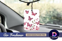 Pink watercolor butterflies and blossoms air freshener png Product Image 1