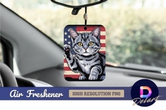 Patriotic tabby cat waving Air Freshener PNG Product Image 1