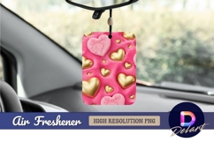 Pink furry hearts with golden hearts Air Freshener PNG Product Image 1