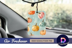 Whimsical pumpkins on rustic blue wood Air Freshener PNG Product Image 1