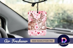 Watercolor rabbits pink hearts romantic Air Freshener PNG Product Image 1