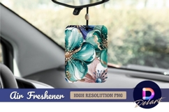 Elegant teal flowers with gold accents Air Freshener PNG Product Image 1