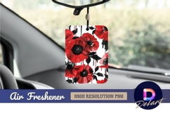 Red poppies black leaves floral pattern Air Freshener PNG Product Image 1