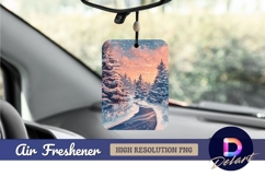 Snowy forest path winter sunset Air Freshener PNG Product Image 1