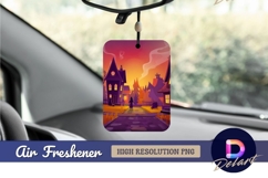 Spooky halloween village scene in Air Freshener PNG Product Image 1