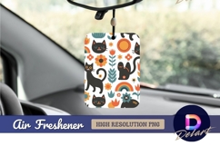 Retro black cat and flower seamless Air Freshener PNG Product Image 1