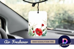 Watercolor red poppy flowers with leaves Air Freshener PNG Product Image 1