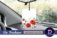 Watercolor red poppies floral white Air Freshener PNG Product Image 1