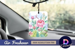 Watercolor floral pattern with dragonflies air freshener png Product Image 1