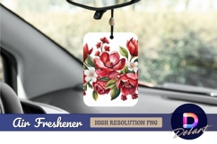 Watercolor red floral border pattern Air Freshener PNG Product Image 1