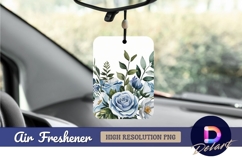 Watercolor blue roses and leaves Air Freshener PNG Product Image 1