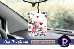 Watercolor flowers and hearts air freshener png Product Image 1
