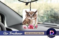 Watercolor owl with floral illustration air freshener png Product Image 1
