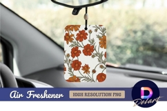 Retro floral pattern orange and brown Air Freshener PNG Product Image 1