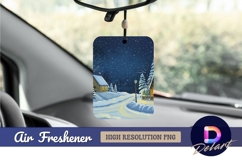 Snowy winter night scene with houses Air Freshener Product Image 1