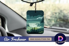 Pixelated forest landscape with night sky art Air Freshener Product Image 1