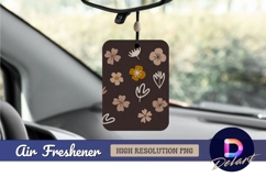 Minimalist floral pattern on dark brown Air Freshener PNG Product Image 1