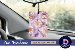 Tea party on checkered cloth with flowers Air Freshener PNG Product Image 1