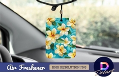 Plumeria flower pattern on turquoise Air Freshener PNG Product Image 1