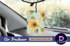 Vintage sunflower pattern on light green Air Freshener PNG Product Image 1
