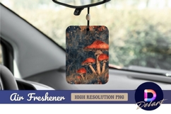 Red fly agaric mushrooms in autumn forest Air Freshener PNG Product Image 1