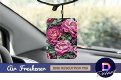 Embroidered pink roses on dark Air Freshener PNG Design Product Image 1